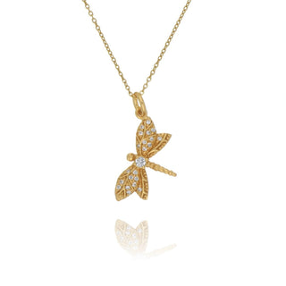 A&S Paradise Collection Yellow Gold Vermeil Cubic Zirconia Dragonfly Necklace