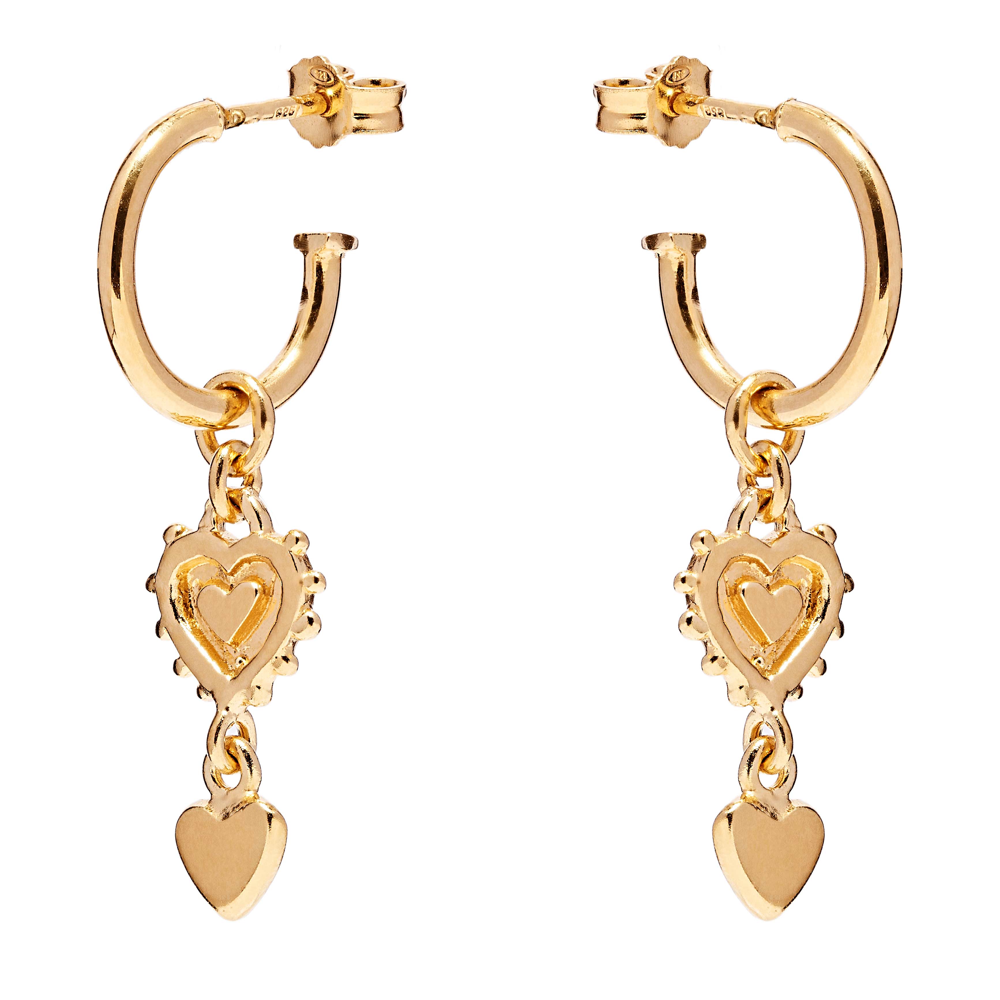 Annie Haak Gold Plated Vintage Heart Hoop Earrings Allum