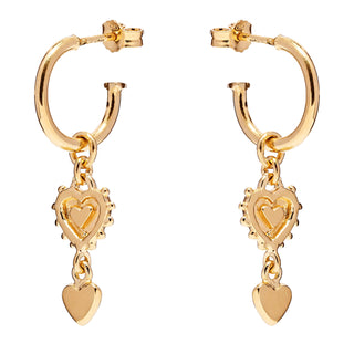 Annie Haak Gold Plated Vintage Heart Hoop Earrings
