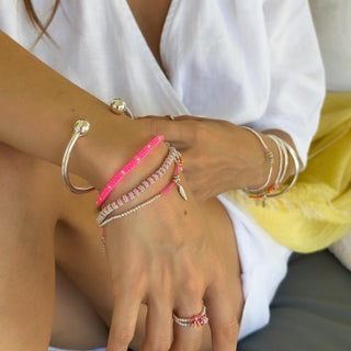 Annie Haak Jewellery Annie Haak Silver Mini Ria Neon Pink Bracelet 17cm 1546244