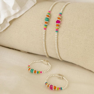 Annie Haak Jewellery Annie Haak Silver Boho Neon Pink Bracelet 19cm 1546250
