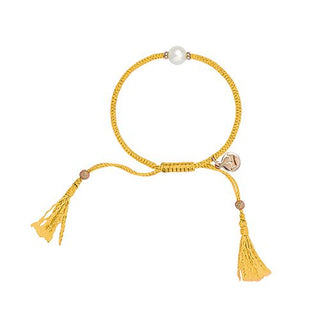 Jersey Pearl Tassel Bracelet - Yellow
