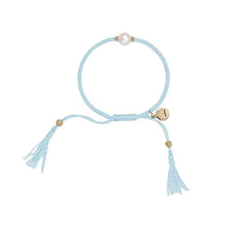 Jersey Pearl Tassel Bracelet - Sky Blue