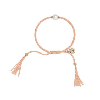 Jersey Pearl Tassel Bracelet - Peach