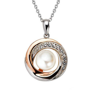 Jersey Pearl Silver & Rose Gold Plated Round Camrose Necklace