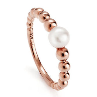 Jersey Pearl Rose Gold Plated Coast Ring - Size O