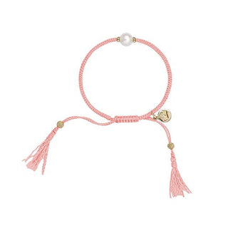 Jersey Pearl Tassel Bracelet - Rose Pink