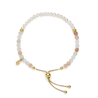 Jersey Pearl Yellow Gold Plated Sky Bar Moonstone Bracelet