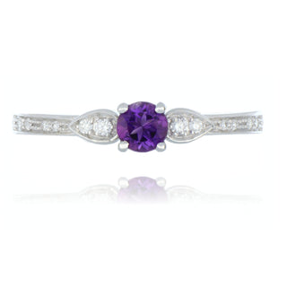 Fine Jewellery Jewellery 18ct White Gold 0.31cttw Round Brilliant Cut Amethyst & Diamond Illusion Ring 0209129