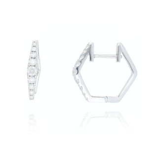 Fine Jewellery Jewellery 18ct White Gold 0.44ct Diamond Hexagonal Hoop Earrings 1220220