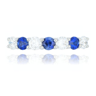 Fine Jewellery Jewellery 18ct White Gold 0.57ct Sapphire & Diamond Half Eternity Ring 0201286