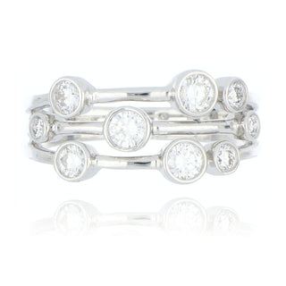 Fine Jewellery Jewellery 18ct White Gold 0.75ct Diamond Three Row Scatter Ring 0115235