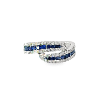 Fine Jewellery Jewellery 18ct White Gold 0.77ct Sapphire and Diamond Crossover Ring 0204637