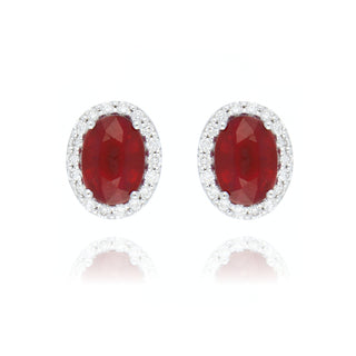 Fine Jewellery Jewellery 18ct White Gold 1.23ct Oval Ruby & Diamond Stud Earrings 1216295