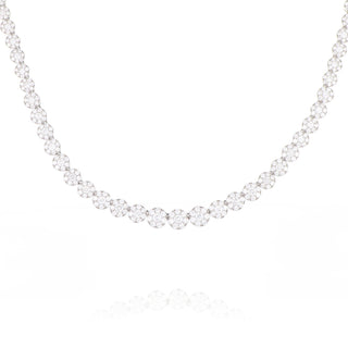 18ct White Gold 10.17ct Diamond Cluster Line Necklace 