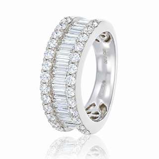 18ct White Gold 2.00ct Round Brilliant & Baguette Cut Diamond Fancy Half Eternity Ring
