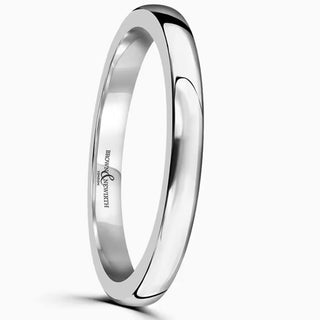 18ct White Gold 2.5mm D shaped Wedding Ring- side iew