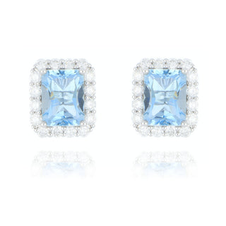Fine Jewellery Jewellery 18ct White Gold 2.88ct Octagonal Aquamarine & Diamond Stud Earrings 1207123