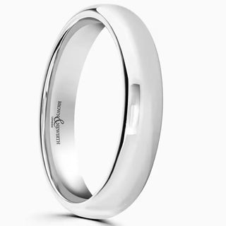 18ct White Gold 4mm Lighter Softened Flat Court Ring side view
