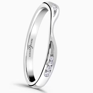 18ct White Gold Curved Diamond Half Eternity Ring side view