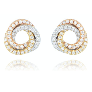 Fine Jewellery Jewellery 18ct White, Yellow & Rose Gold 0.30ct Circle Twist Stud Earrings 1220229