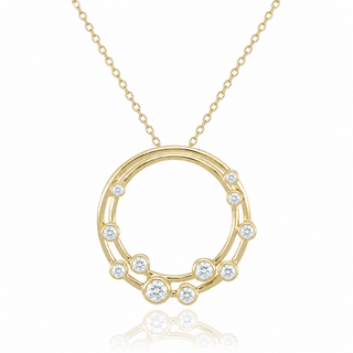 18ct Yellow Gold 0.23ct Round Brilliant Cut Diamond Bubble Circle Necklace