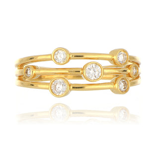 Fine Jewellery Jewellery 18ct Yellow Gold 0.25ct Diamond Three Row Scatter Ring 0115233