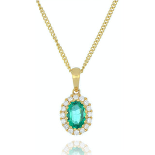 Fine Jewellery Jewellery 18ct Yellow Gold 0.40ct Oval Emerald & Diamond Necklace 1404155