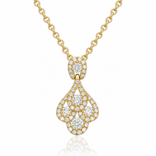 18ct Yellow Gold 0.45ct Round Brilliant Cut Diamond Peacock Necklace