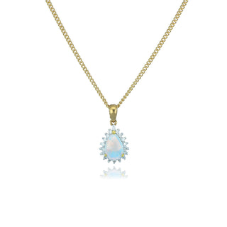 Allum & Sidaway Jewellery 18ct Yellow Gold 0.49cttw Pear Opal & Diamond Cluster Necklace 1406419