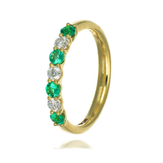 18ct Yellow Gold 0.50cttw Emerald & Diamond Half Eternity Ring