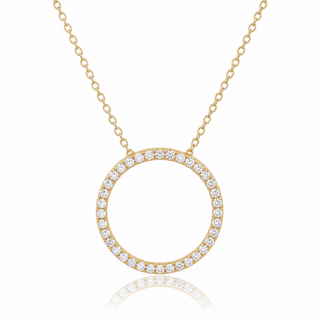 18ct Yellow Gold 0.51ct Round Brilliant Cut Diamond Circle Necklace 