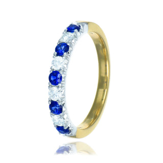 18ct Yellow Gold 0.66cttw Sapphire & Diamond Half Eternity Ring
