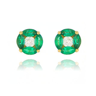 Fine Jewellery Jewellery 18ct Yellow Gold 0.88ct Marquise Emerald & Diamond Stud Earrings 1217211