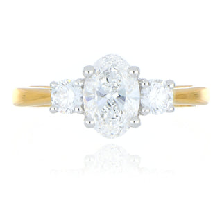 Allum & Sidaway Jewellery A&S Engagement Collection 18ct Yellow Gold 1.01ct Lab Grown Oval Diamond Three Stone Ring 6023188