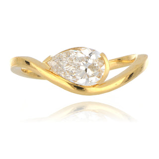 Fine Jewellery Jewellery 18ct Yellow Gold 1.01ct Lab Grown Pear Diamond Wave Ring 6001185