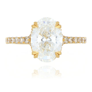 Fine Jewellery Jewellery 18ct Yellow Gold 3.01ct Lab Grown Oval Diamond Double Claw Ring With Diamond Set Shoulders 6001184