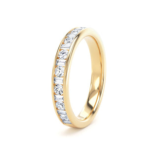 Fine Jewellery Jewellery 18ct Yellow Gold 3.3mm 0.50ct Round Brilliant & Baguette Cut Diamond Half Eternity Ring 0114459