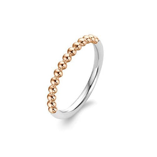 Ti Sento Rose Gold Plated Beaded Ring - Size 54
