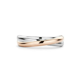 Ti Sento Silver & Rose Gold Plated Cross-over Ring - Size 56