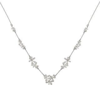 Alex Monroe Silver Spaced Rosette Chain Necklace
