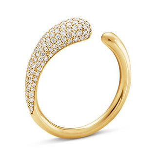 Georg Jensen 18ct Yellow Gold Mercy Mini Diamond Ring - Size 54