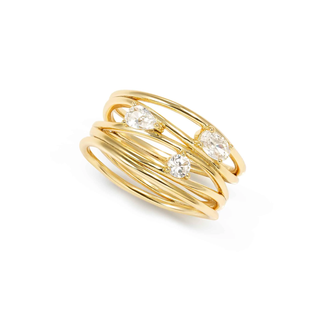 Nomination Jewellery Nomination Sterling Silver and Yellow Gold, White Stone, My Rebel Art Band Ring - Size 15 2510373