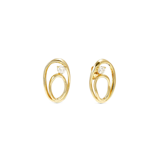 Nomination Jewellery Nomination Sterling Silver, Yellow Gold and Cubic Zirconia My Rebel Art Oval Stud Earrings 2501299