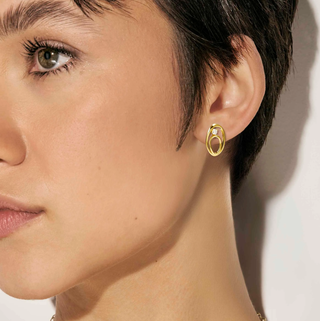 Nomination Jewellery Nomination Sterling Silver, Yellow Gold and Cubic Zirconia My Rebel Art Oval Stud Earrings 2501299