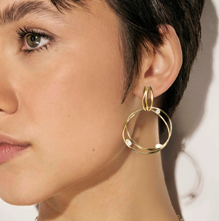 Nomination Jewellery Nomination Sterling Silver, Yellow Gold and Cubic Zirconia My Rebel Art Large Circle Drop Earrings 2501301