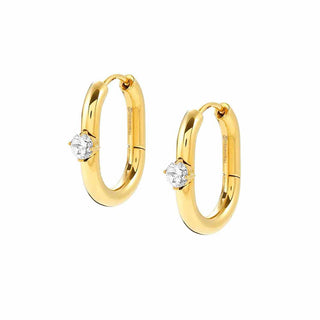 Nomination Stainless Steel, Yellow PVD and Cubic Zirconia Chain of Style Hoop Earrings