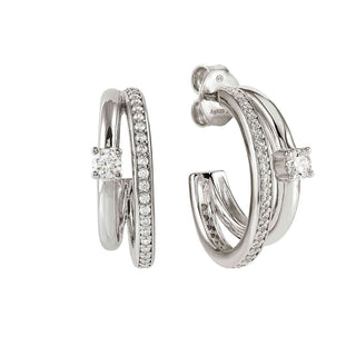 Nomination Sterling Silver and Cubic Zirconia Cosmic Love Hoop Earrings