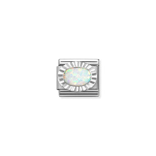 Nomination Jewellery Nomination Stainless Steel and Sterling Silver Composable Classic White Opal Link 2513366