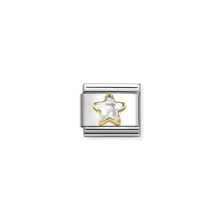 Nomination Stainless Steel and Yellow Gold Composable Classic Clear CZ Star Link